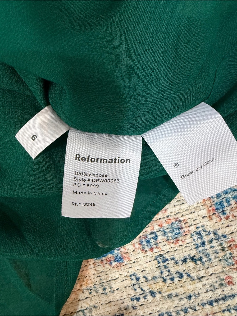 REFORMATION Mayra Dress 6 Green Mini Long Sleeve Viscose Cocktail Party Wedding - Picture 13 of 13